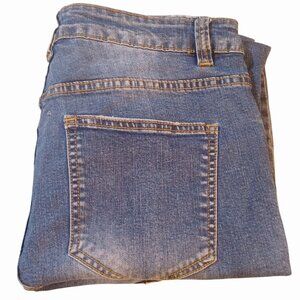 CornerBoy 34 32  Distressed Blue Skinny Jeans Denim Pants Ripped Knees Printed